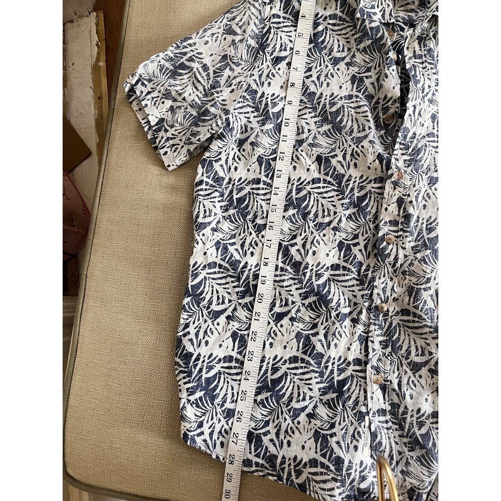 Heritage Linen Button Up Shirt Short Sleeve Floral Boho Summer Beachy Casual L - Picture 6 of 8